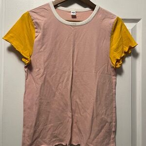 Pink and Yellow Colorblock T-Shirt